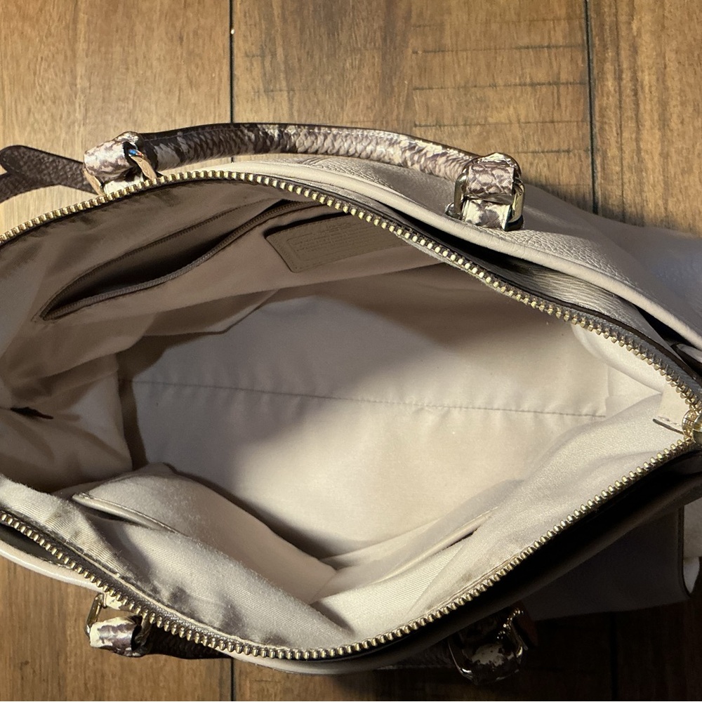 COACH Morgan Color Block Pebble Leather w/Exotic Embossed Trim Satchel/Crossbody - Picture 9 of 12